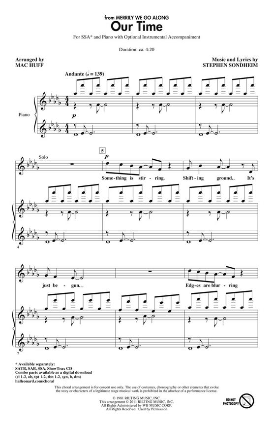SONDHEIM OUR TIME FROM MERRILY WE ROLL ALONG (ARR HUFF MAC) SSA CHORAL