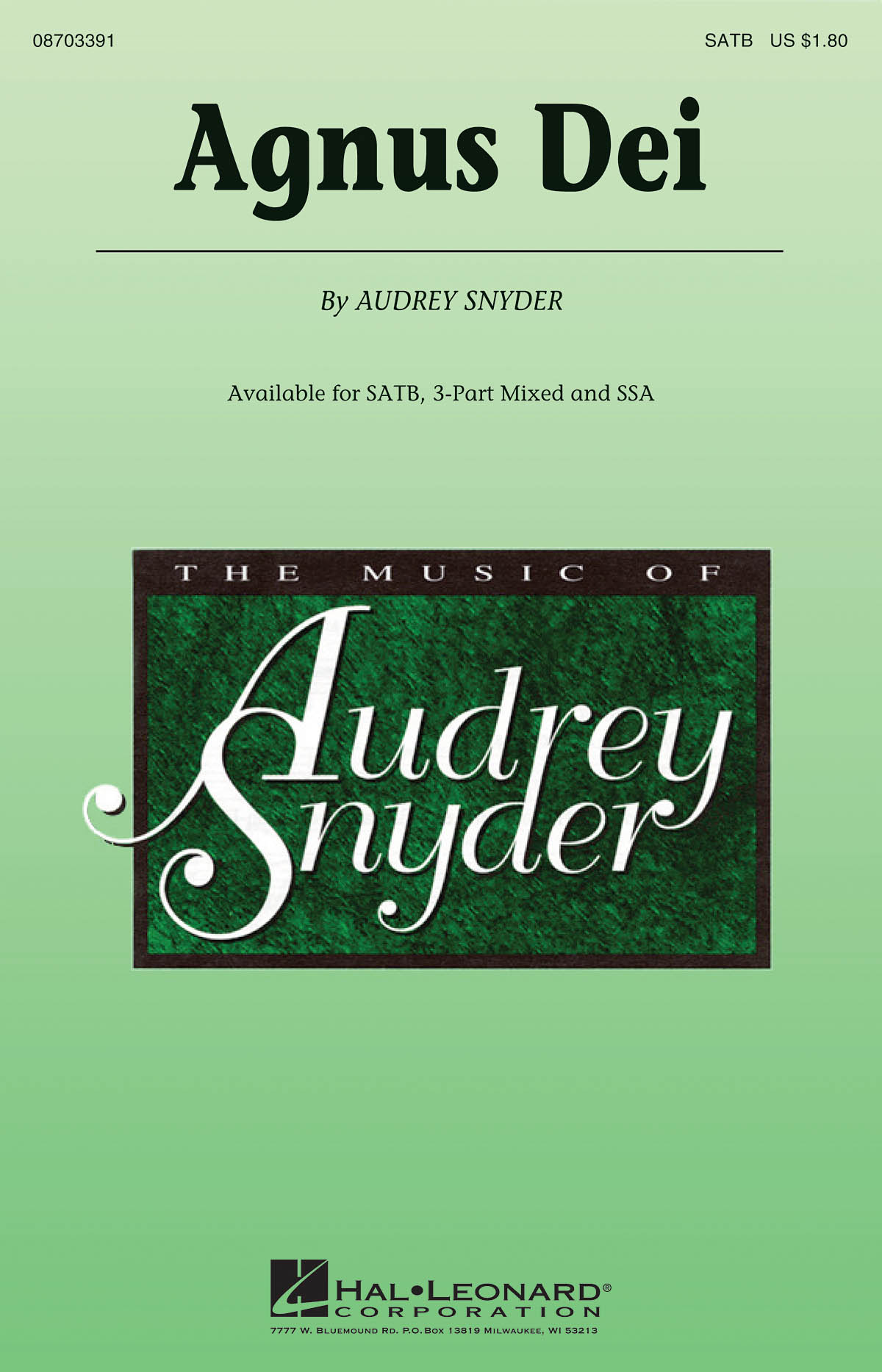 SNYDER AUDREY AGNUS DEI SATB CHORAL