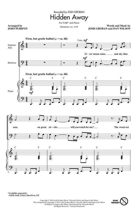 GROBAN/WILSON HIDDEN AWAY (PURIFOY JOHN) SAB CHORAL
