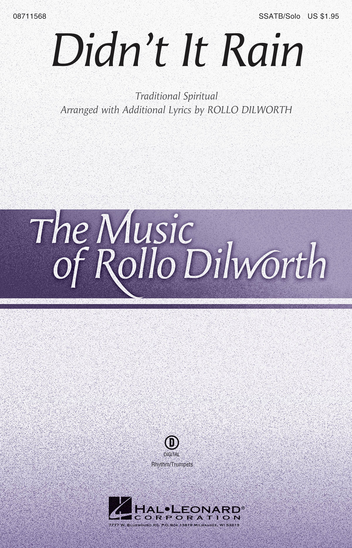 DIDN'T IT RAIN (ARR DILWORTH ROLLO) SSATB CHORUS WITH SOLO CHOR