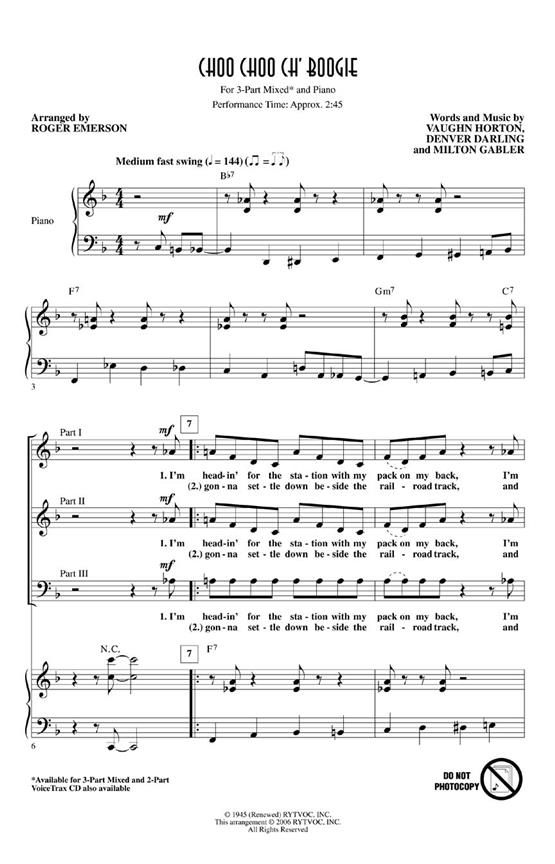 CHOO CHOO CH' BOOGIE (EMERSON ROGER) 3 PART MIXED CHORAL