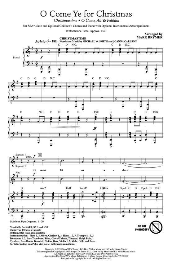 O COME YE FOR CHRISTMAS (BRYMER) SSA