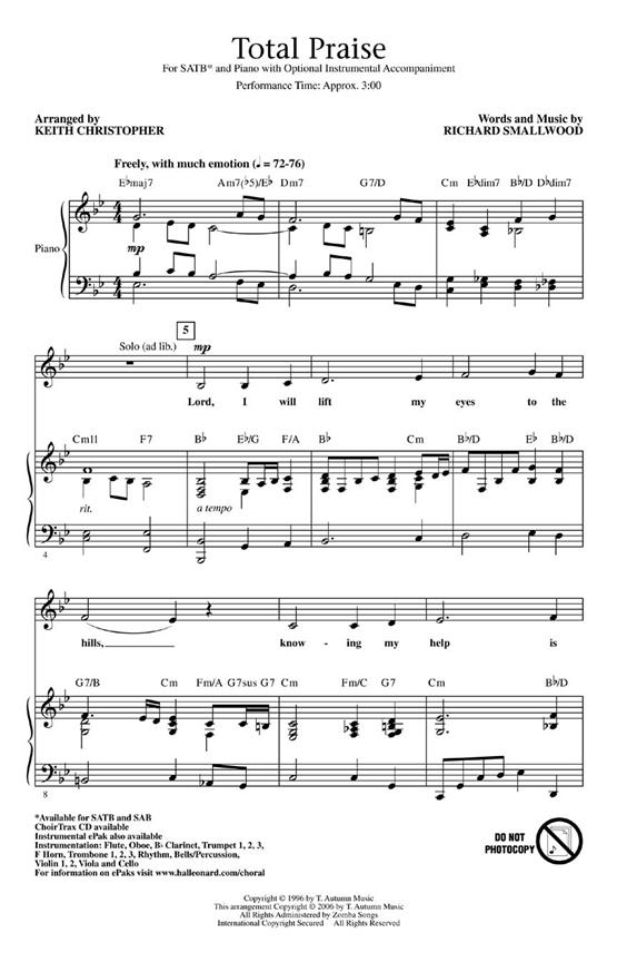 Total Praise (Arr Christopher Keith) Choirtrax Cd