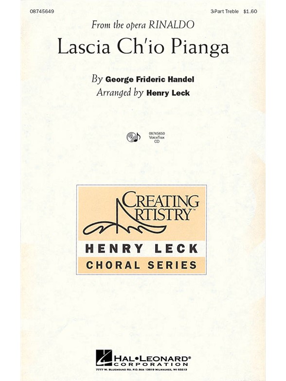 HANDEL LASCIA CH'IO PIANGA 3PT TREBL