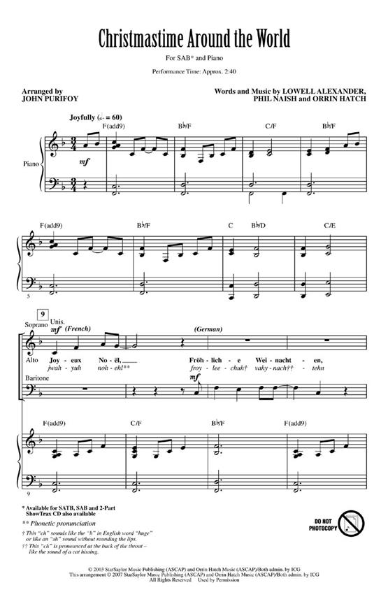 Naish/Hatch Christmastime Around The World (Purifoy) Sab Choral