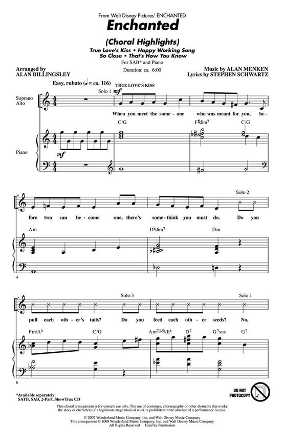 STEPHEN SCHWARTZ & ALAN MENKEN ENCHANTED HIGHLIGHTS (BILLINGSLEY) SAB