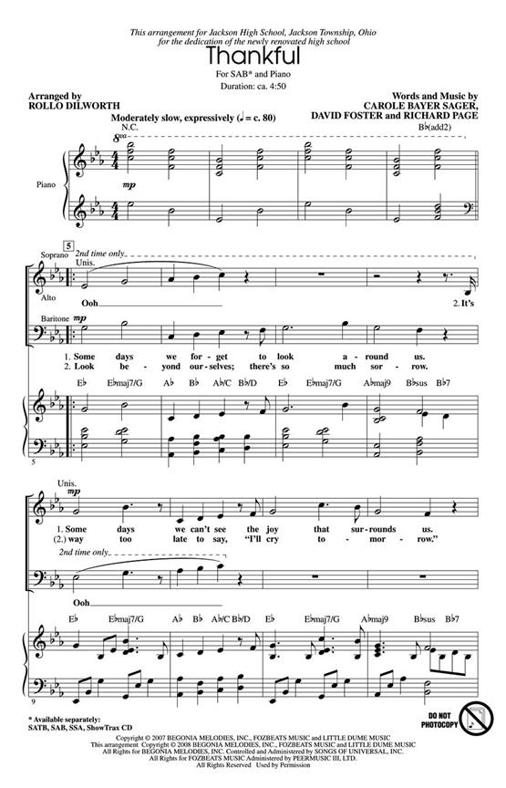 THANKFUL (DILWORTH ROLLO) SAB CHORAL