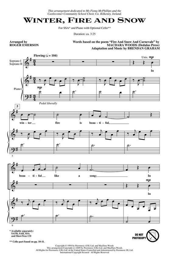 GRAHAM/WOODS WINTER FIRE AND SNOW (ARR EMERSON ROGER) SSA CHORAL