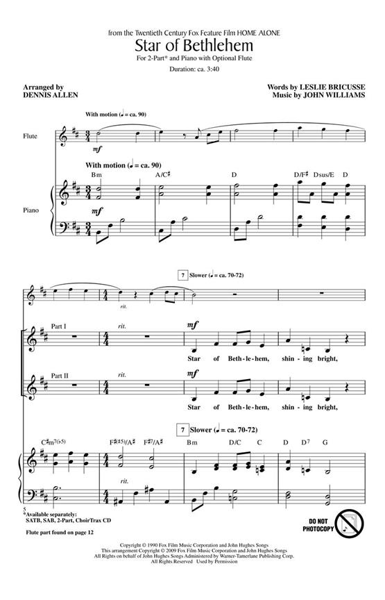 JOHN WILLIAMS STAR OF BETHLEHEM (ARR DENNIS ALLEN) 2 PART CHORAL