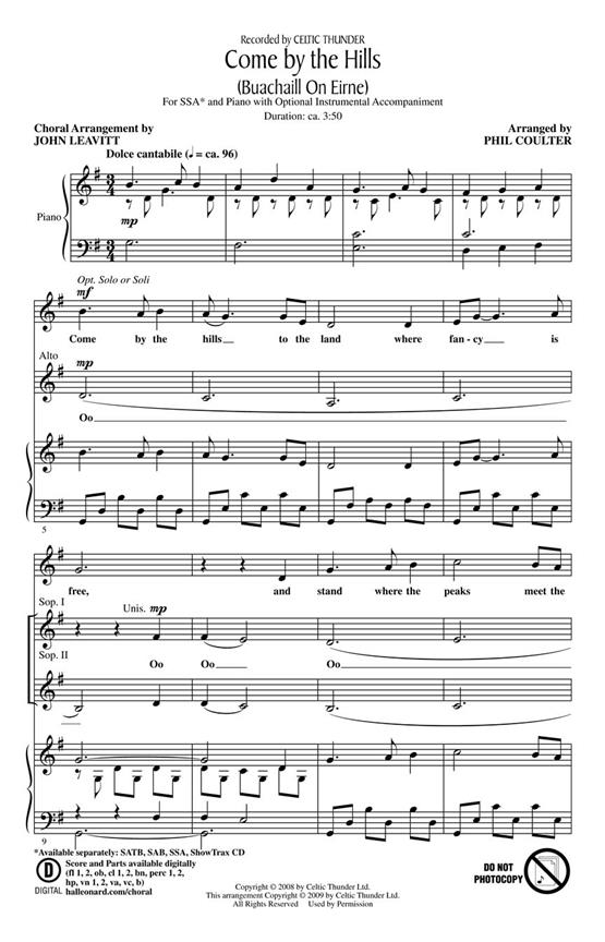 Come By The Hills (Leavitt) Ssa Chor