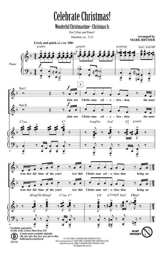 CELEBRATE CHRISTMAS (ARR BRYMER MARK) 2 PART CHORAL