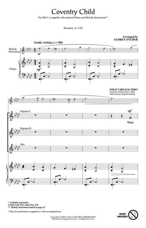 COVENTRY CHILD (SNYDER AUDREY) SSA CHORAL