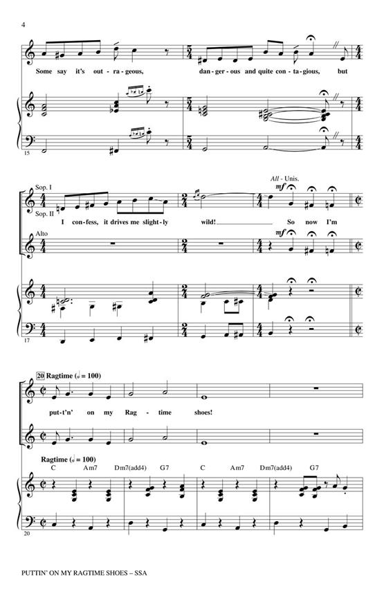 SHAW KIRBY PUTTIN' ON MY RAGTIME SHOES SSA CHORAL
