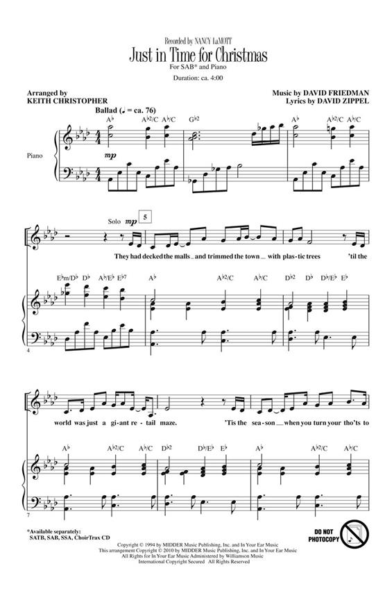JUST IN TIME FOR CHRISTMAS (CHRISTOPHER KEITH) SAB CHORAL
