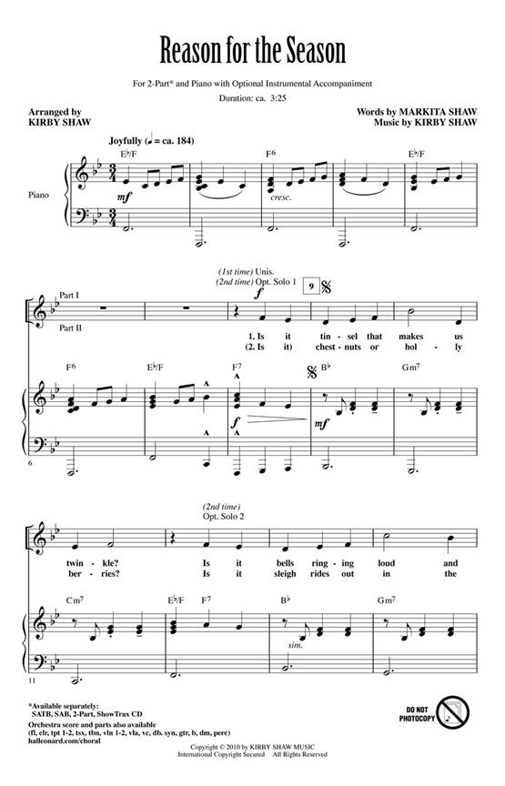 SHAW KIRBY & MARKITA REASON FOR THE SEASON 2 PART CHORAL