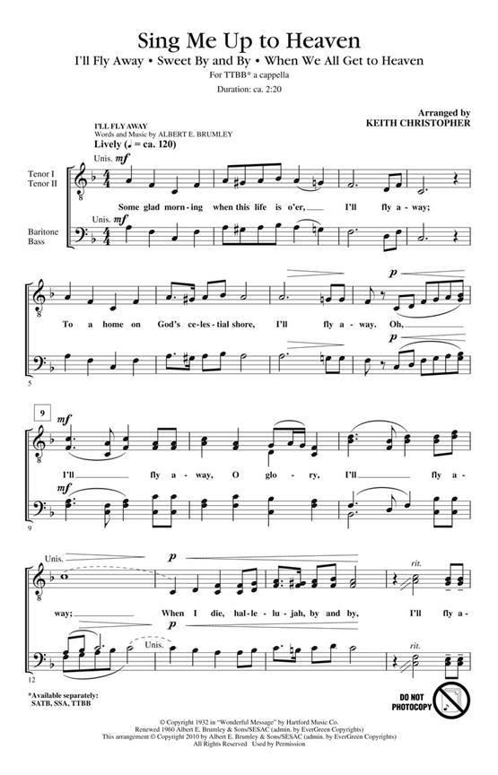 Sing Me Up To Heaven Ttbb A Cappella