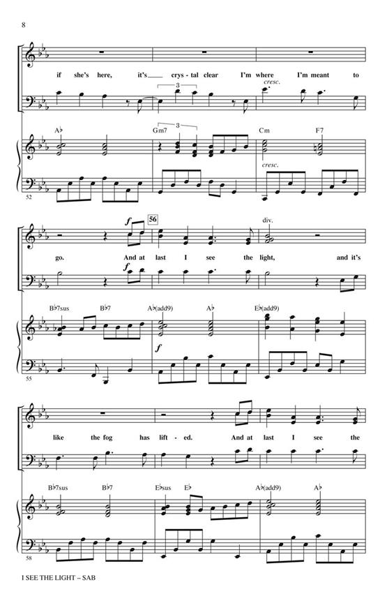 Menken/Slater I See The Light From Tangled (Arr Huff Mac) Sab Choral