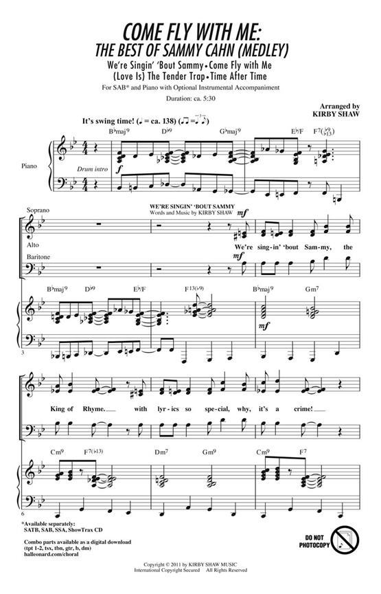 Come Fly With Me The Best Of Sammy Cahn Medley (Shaw Kirby) Sab Choral