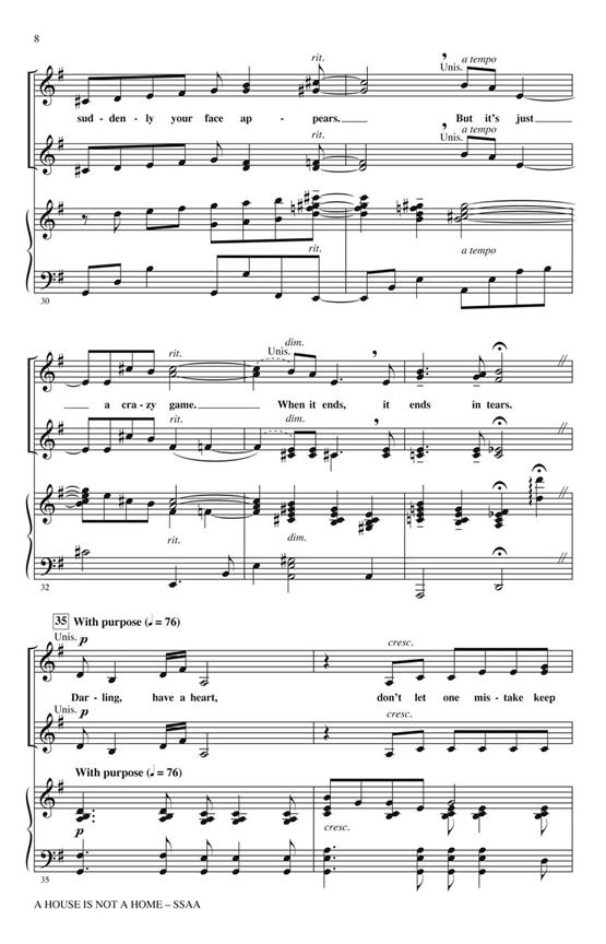 BACHARACH/DAVID A HOUSE IS NOT A HOME (HUFF MAC) SSAA CHORAL