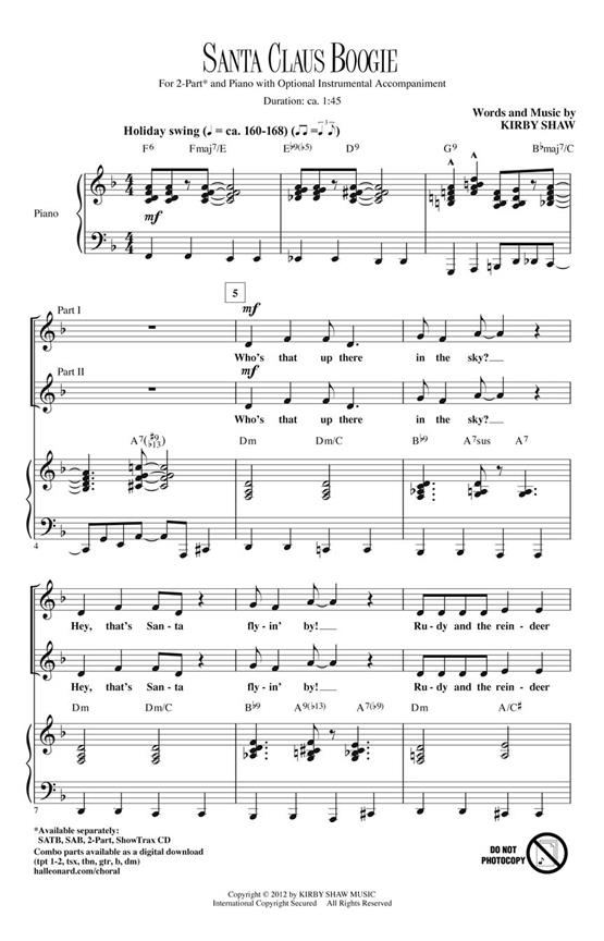 SHAW KIRBY SANTA CLAUS BOOGIE SAB CHORAL