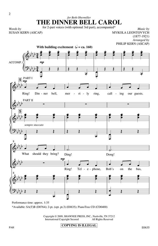 MYKOLA LEONTOVYCH THE DINNER BELL CAROL (ARR PHILIP KERN) 2PT CHOR