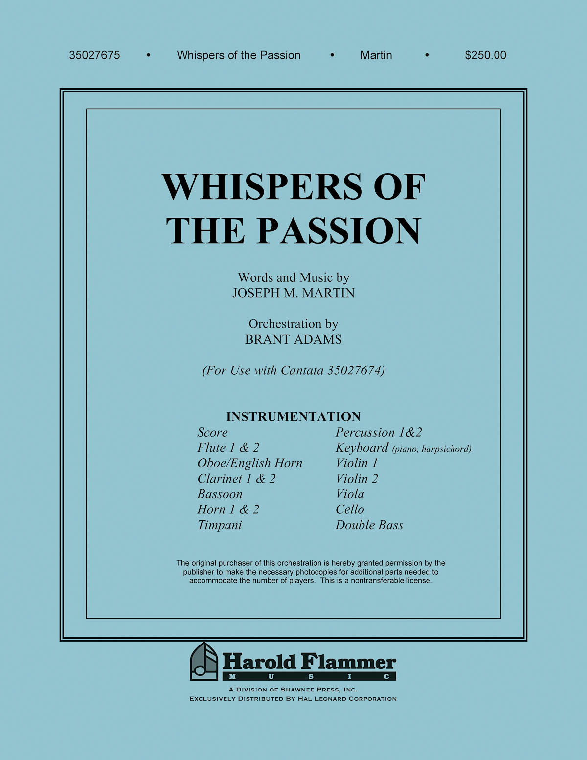 MARTIN JOSEPH WHISPERS OF THE PASSION ORCHESTRATION