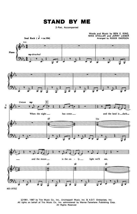 KING/LEIBER/STOLLER STAND BY ME (EMERSON ROGER) 2 PART CHORAL