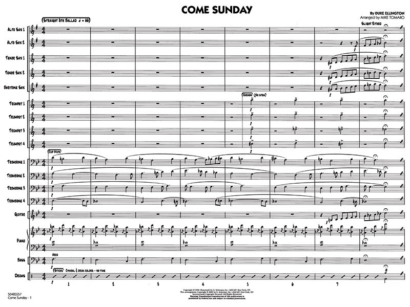 Come Sunday - Jazz Ensemble Score
