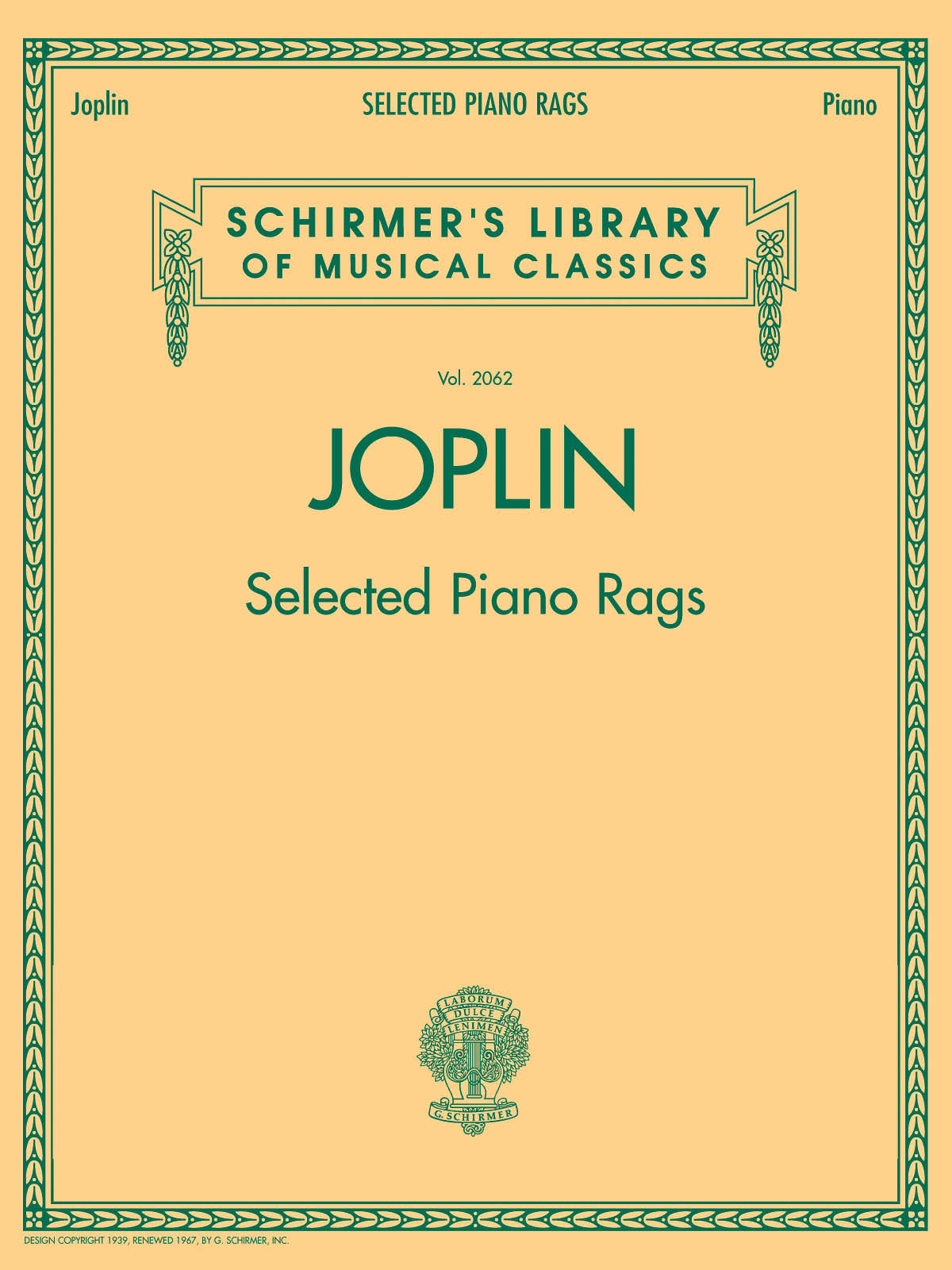 Joplin Selected Piano Rags Pf Bk