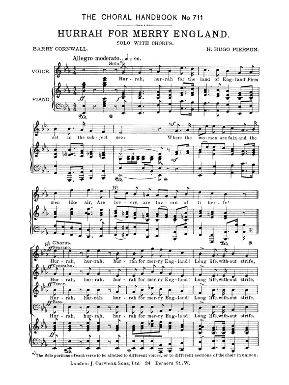 Pierson Hurrah Merry England Satb