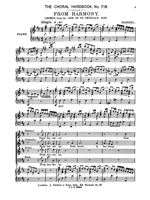 Handel From Harmony Satb