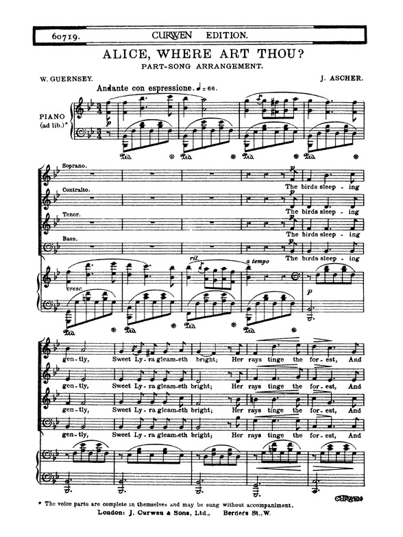 Ascher Alice Where Art Thou Satb