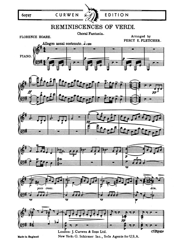 Fletcher, P Reminiscenes Of Verdi Satb And Piano