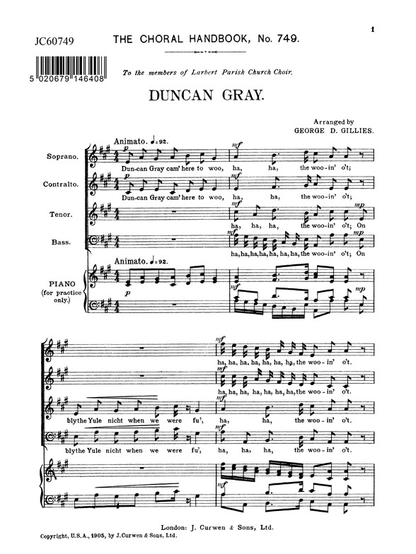 Gillies Duncan Gray Satb