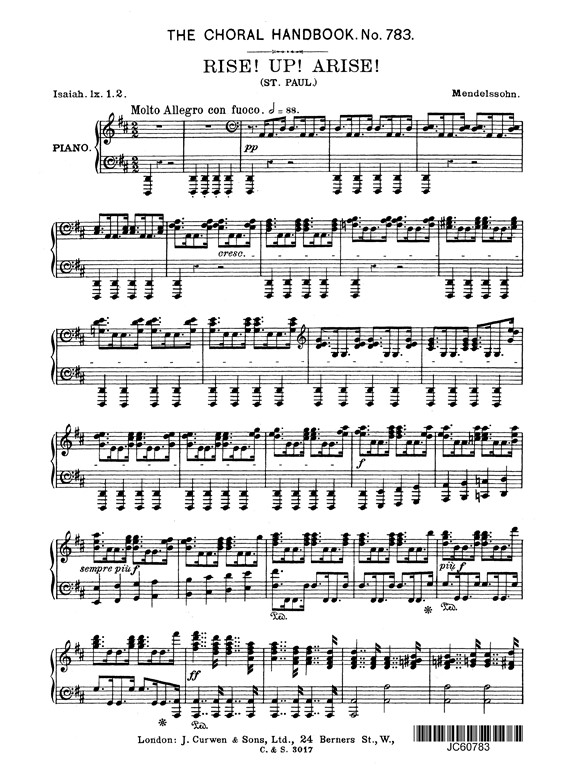 Mendelssohn Rise! Up! Arise! Satb