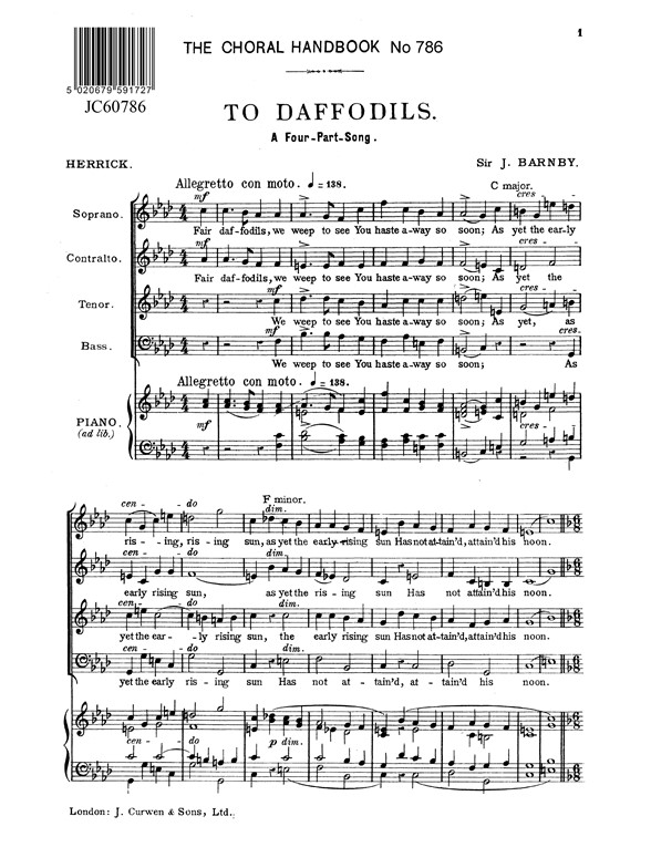 Joseph Barnby: To Daffodils (SATB)