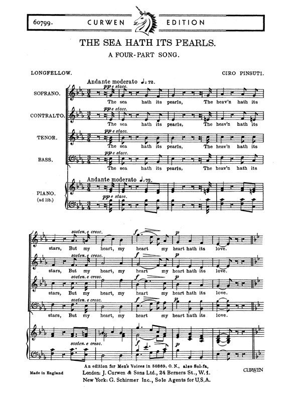 Pinsuti The Sea Hath Its Pearls Satb