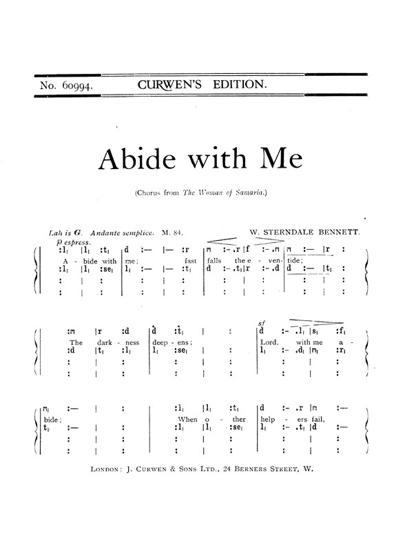 Bennett Abide With Me Satb Tonic Solfa