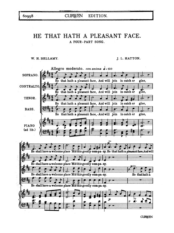 Hatton He That A Pleasant Face Satb
