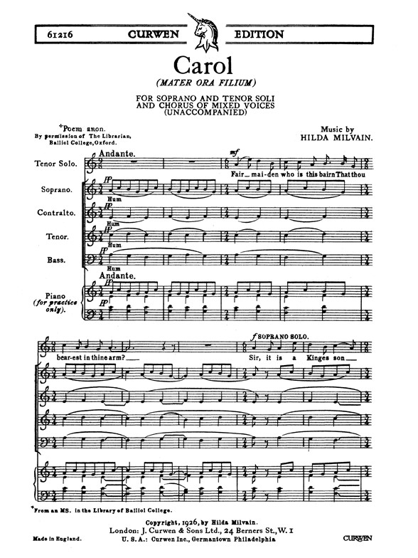 Milvain Carol Ten Satb