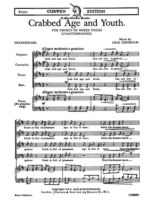 Chisholm Crabbed Age & Youth Satb