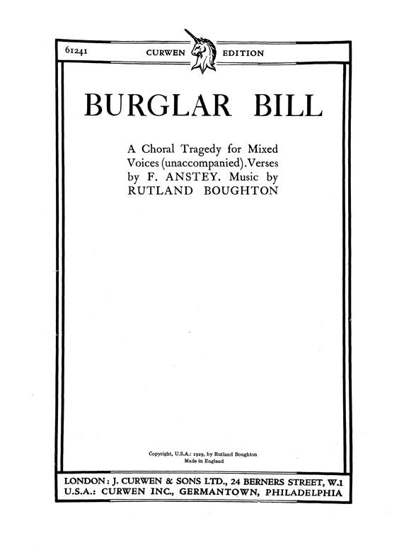 Boughton Burglar Bill Satb