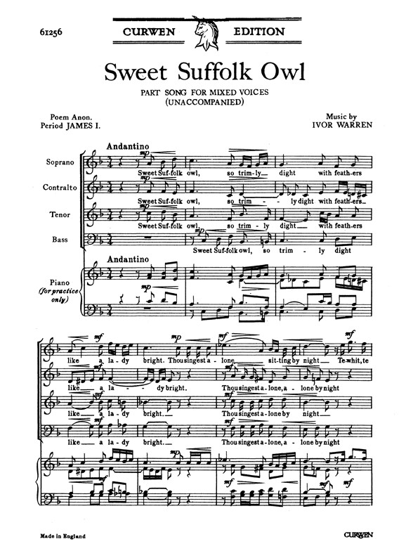 Warren Sweet Suffolk Owl Satb