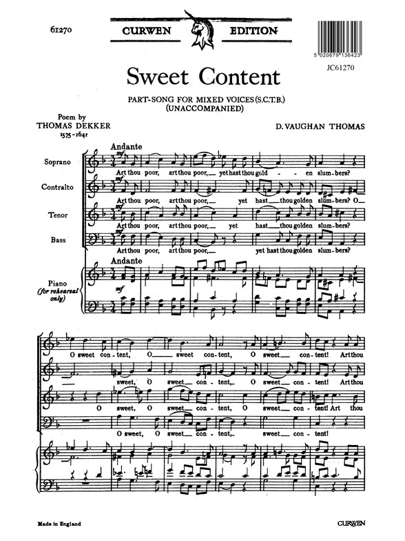 Thomas Sweet Content Satb