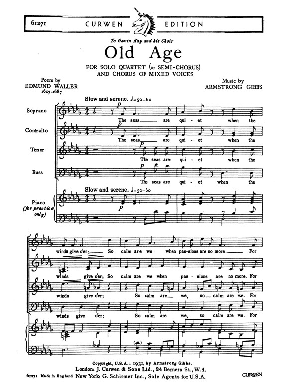 Cecil Armstrong Gibbs: Old Age (SATB)