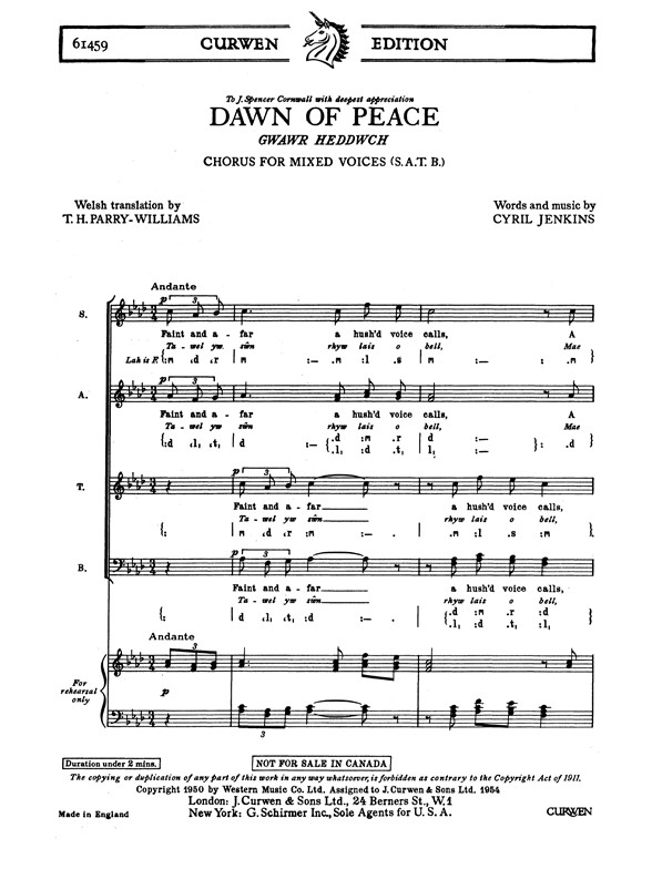 Jenkins Dawn Of Peace Satb