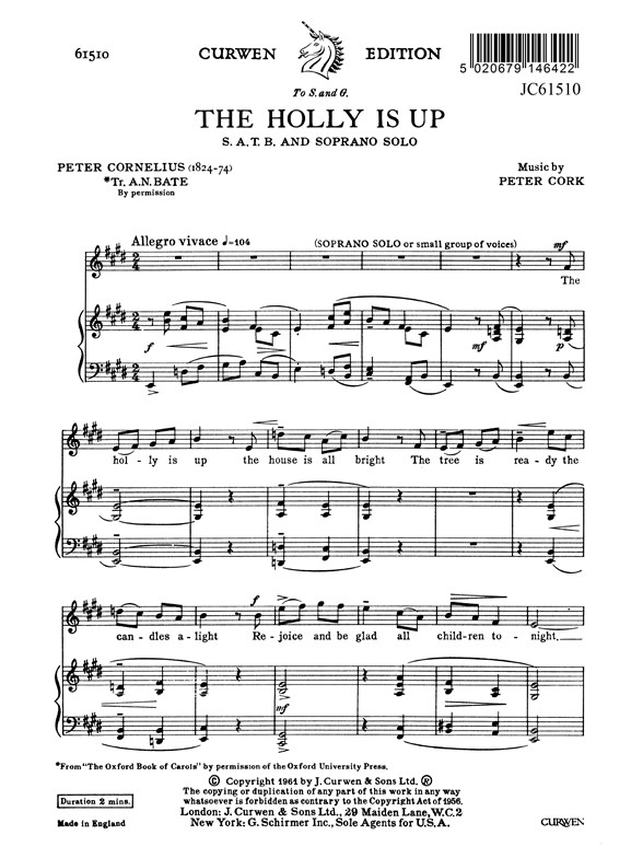 Cork The Holly Is Up Satb