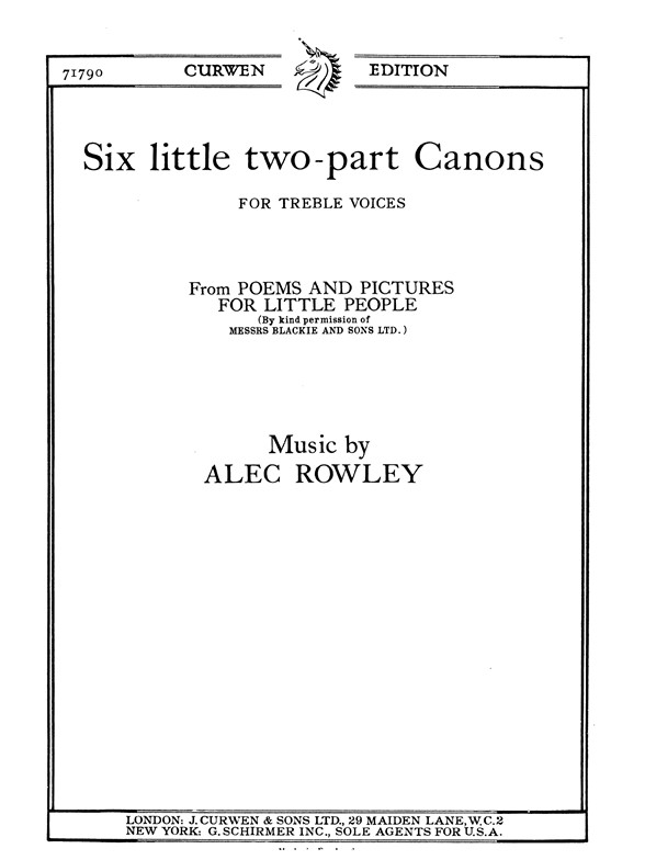 Rowley, A Six Little Two-part Canons 2pt/Piano