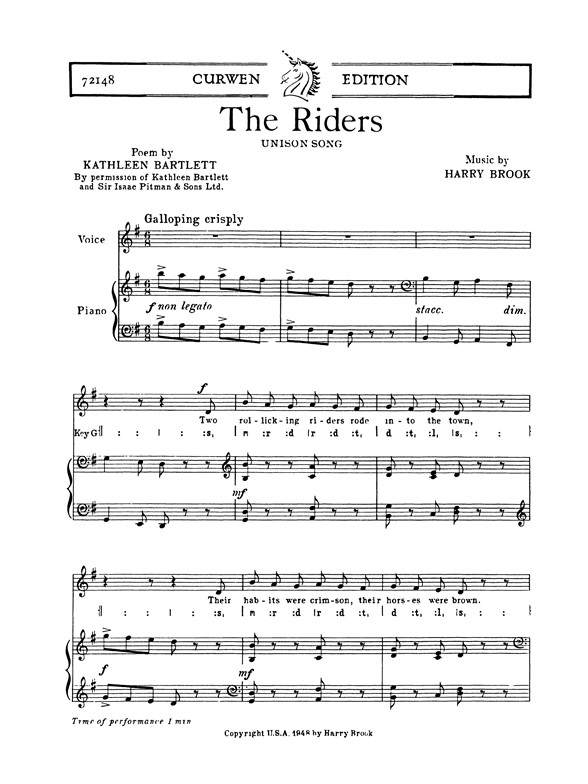 Brook, H The Riders Unison/Piano