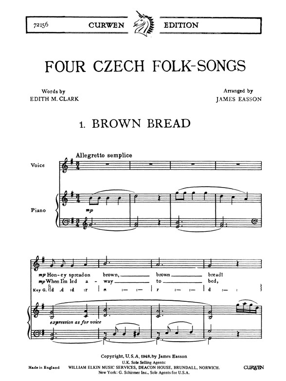 Easson, J Four Czech Folk-songs Unison